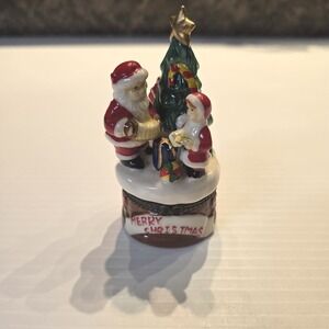 Nomoges Santa Merry Christmas Hinged‎ Trinket Box 4"